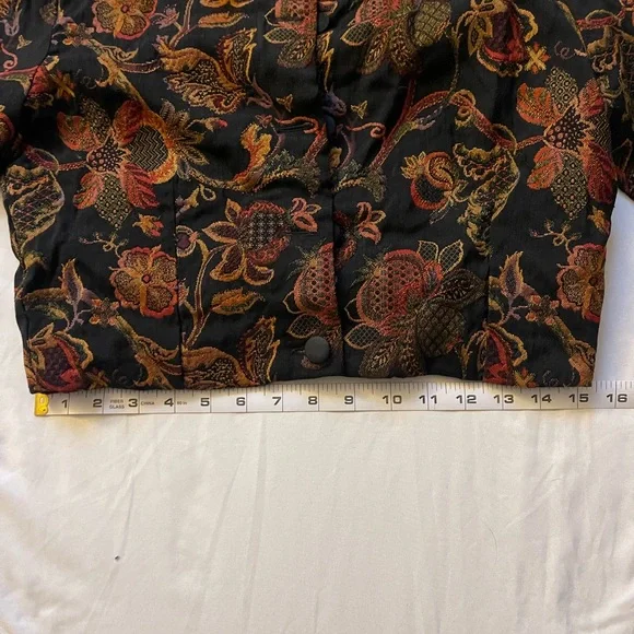 Brocade Black and Brown Floral Blazer Jacket - Picture 10 of 12